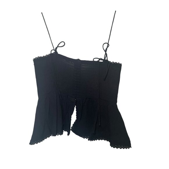 OPT One Pretty Time Black Elodie Peplum Top Size 0 NWT Adjustable Straps - Picture 3 of 7